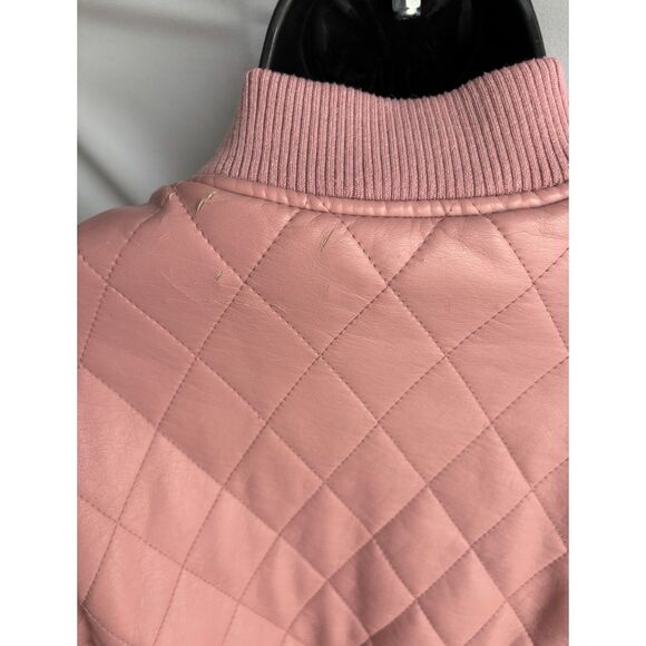 Thread and Supply Faux Leather Pink Quilted Jacket Barbiecore Cute Sze S Barbie - Picture 10 of 11